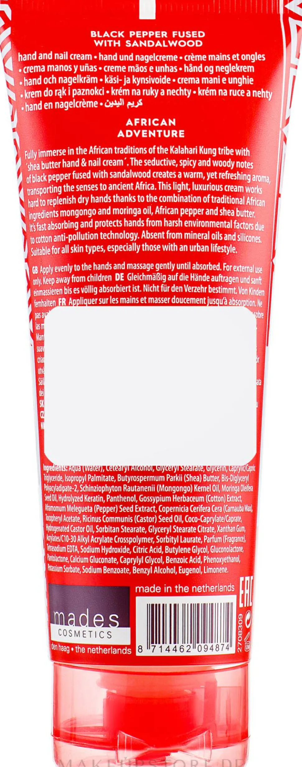 Hand- und Nagelcreme mit Sheabutter, Mongongoöl und afrikanischem Pfeffer
