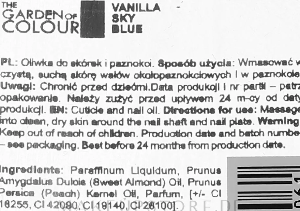 Nagel- und Nagelhautöl Vanilla Sky Blue