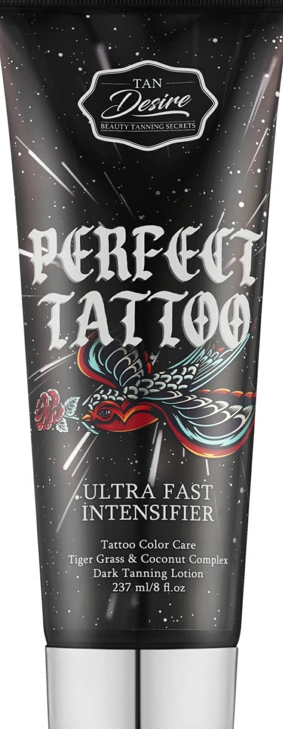 Sonnenstudiocreme mit Tingles und dunklen Bronzern zum Schutz von Tattoos