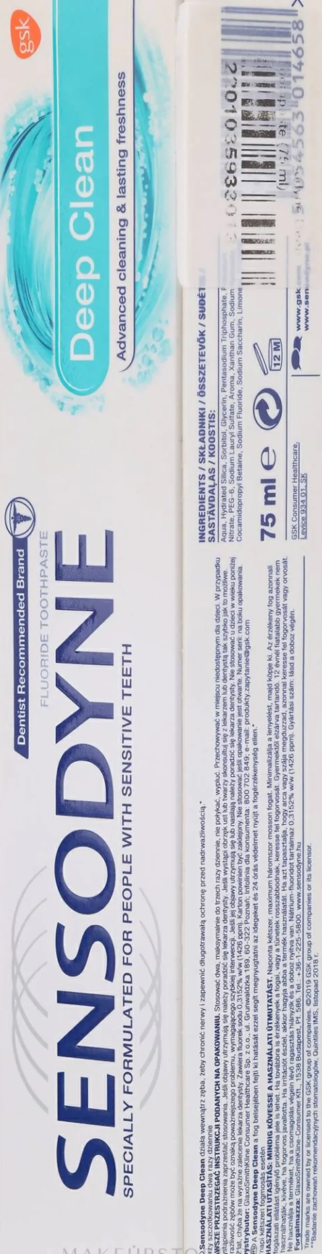 Tiefenreinigende Zahnpasta mit Fluorid für empfindliche Zähne Deep Clean