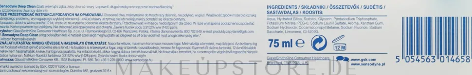 Tiefenreinigende Zahnpasta mit Fluorid für empfindliche Zähne Deep Clean