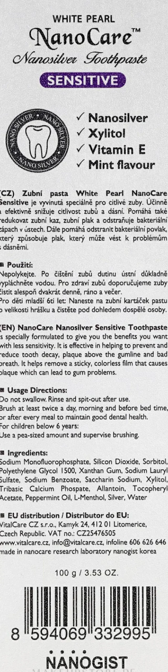 Zahnpasta mit kolloidem Silber für empfindliche Zähne